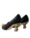 Black Velvet Embellished Heels Pumps Shoes