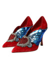 Red Velvet Sequin Crystal Heels Pumps Shoes