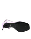 Purple Leather Logo Ankle Strap Heels Sandals Shoes