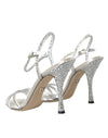 Silver Viscose Crystal Heels Sandals Shoes