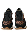 Black Brown Leopard Low Top Leather Sneaker Shoes