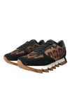 Black Brown Leopard Low Top Leather Sneaker Shoes