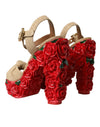 Red Roses Crystal Platform Sandals Shoes