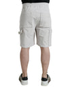 Beige Cotton Corduroy Logo Bermuda Shorts