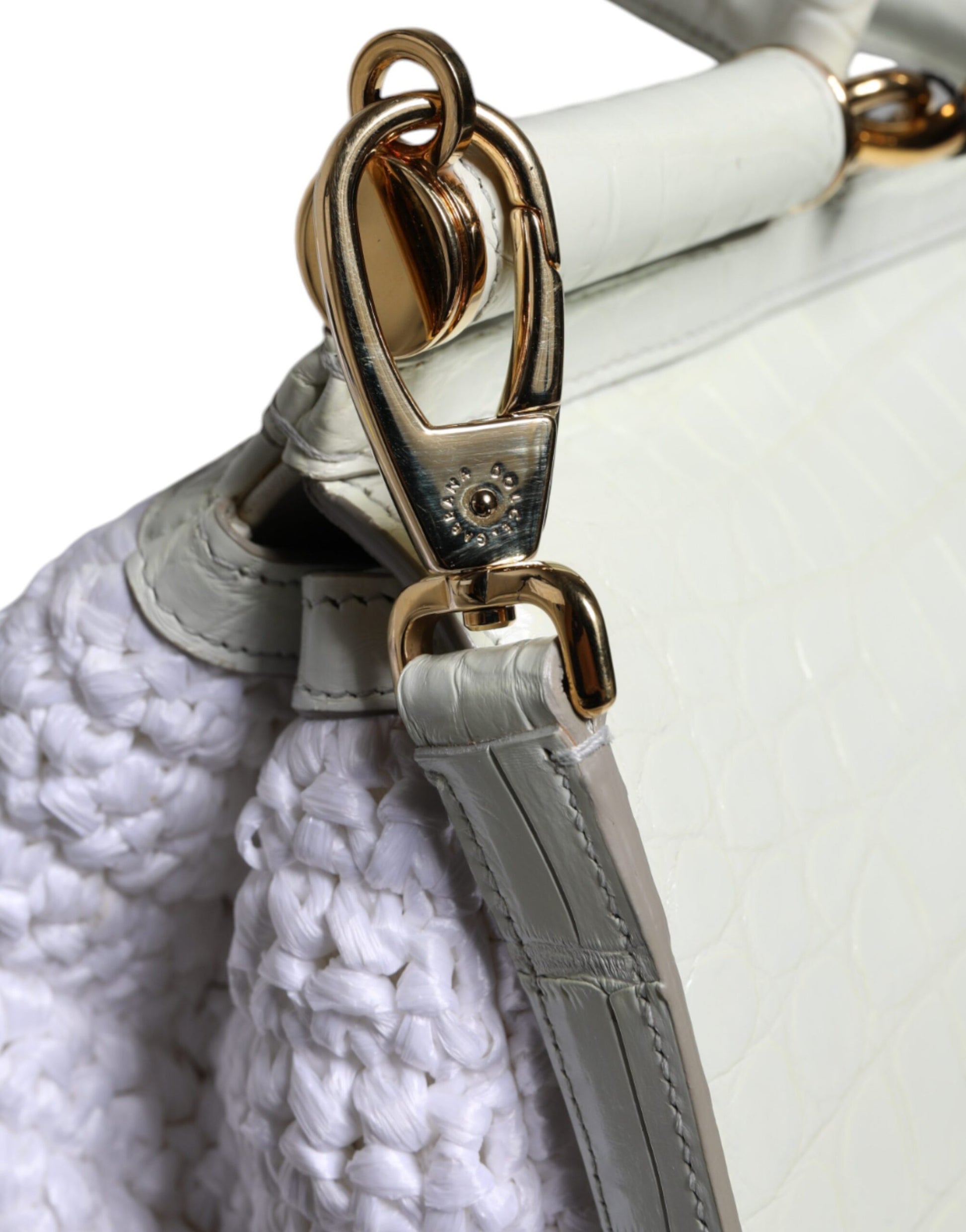 Dolce & Gabbana White Rafia Leather SICILY Crossbody Bag - ACCEXO