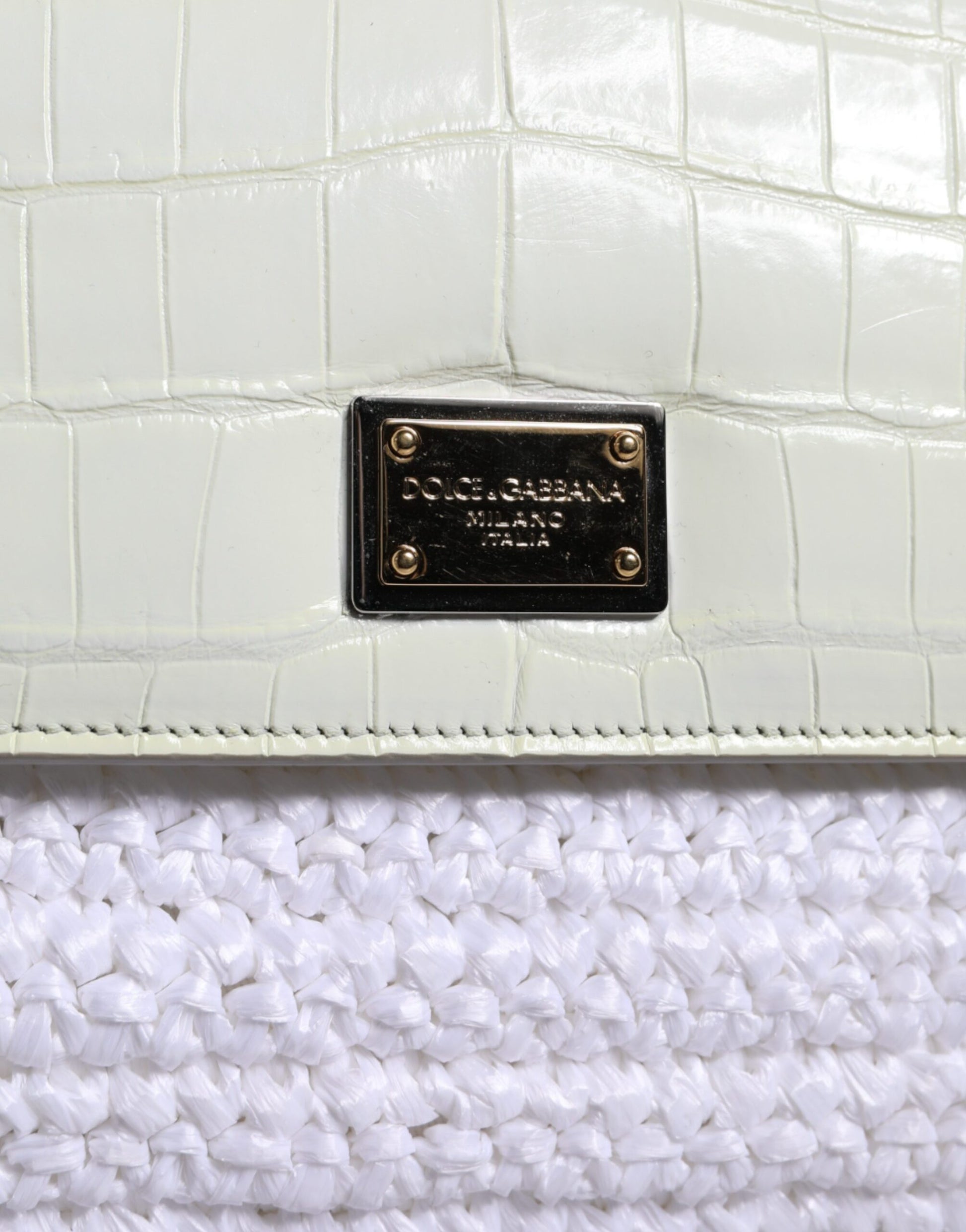 Dolce & Gabbana White Rafia Leather SICILY Crossbody Bag - ACCEXO