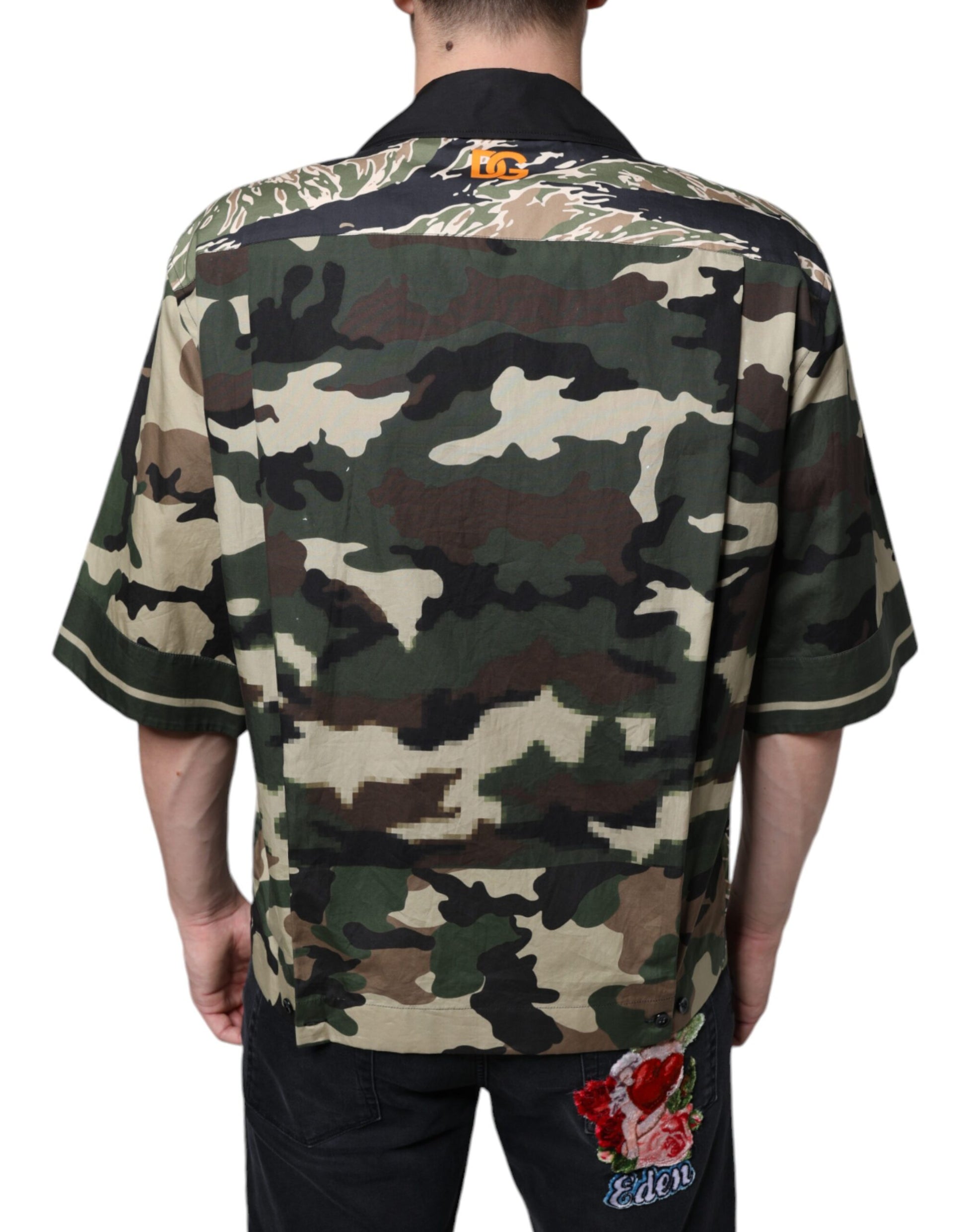 Dolce & Gabbana Multicolor Camouflage Button Down Men Casual Shirt - ACCEXO