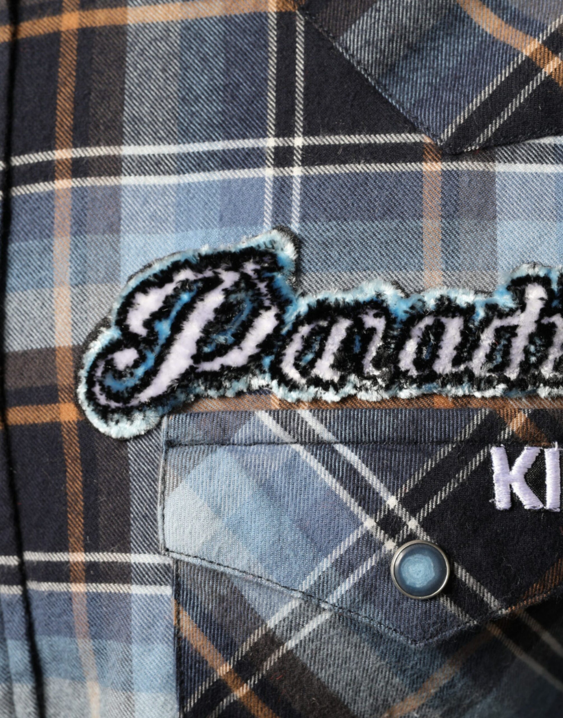 Dolce & Gabbana Multicolor Checkered Paradiso Patch Slim Fit Shirt - ACCEXO
