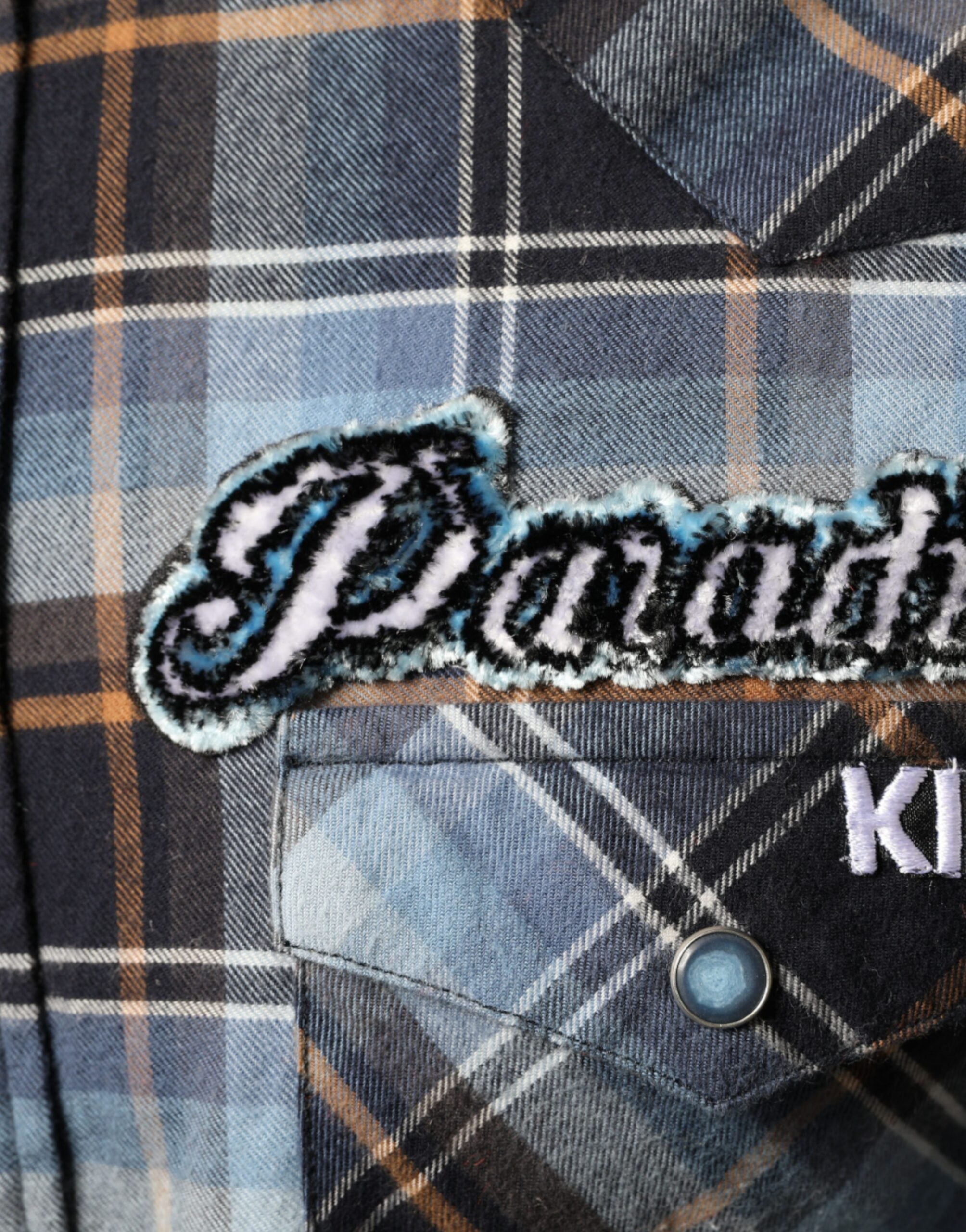 Dolce & Gabbana Multicolor Checkered Paradiso Patch Slim Fit Shirt - ACCEXO