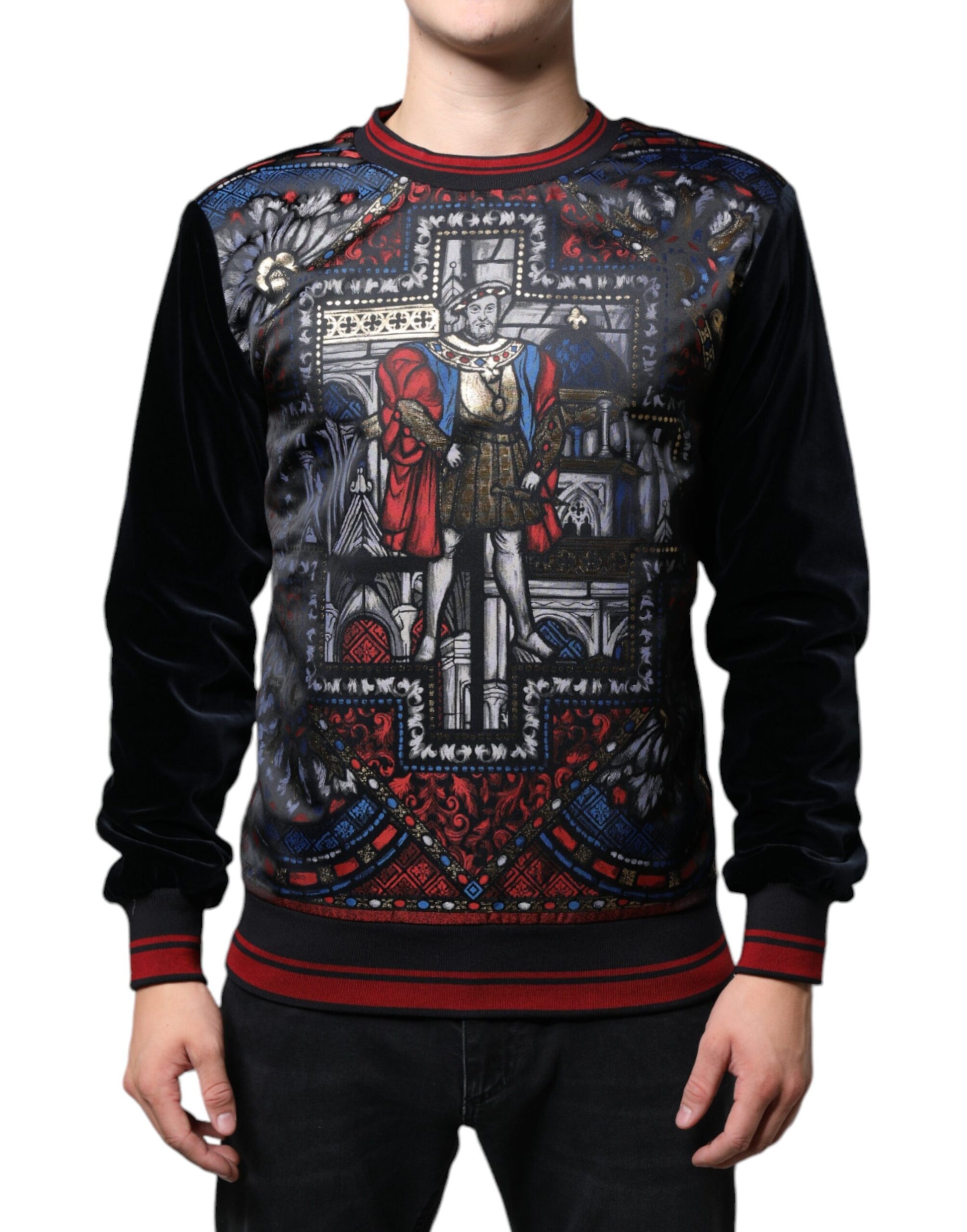 Dolce & Gabbana Multicolor Jacquard Crew Neck Sweatshirt Sweater - ACCEXO