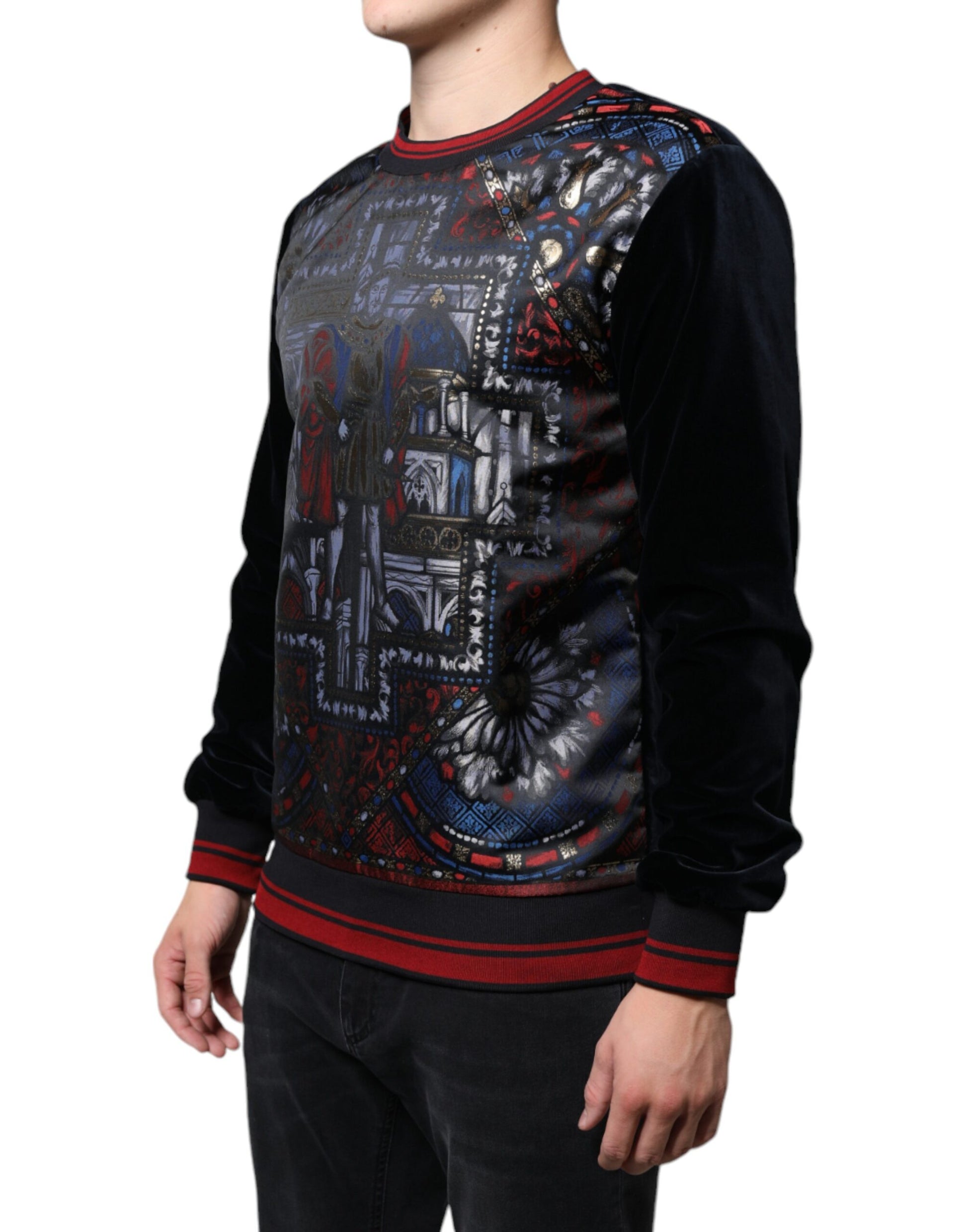 Dolce & Gabbana Multicolor Jacquard Crew Neck Sweatshirt Sweater - ACCEXO