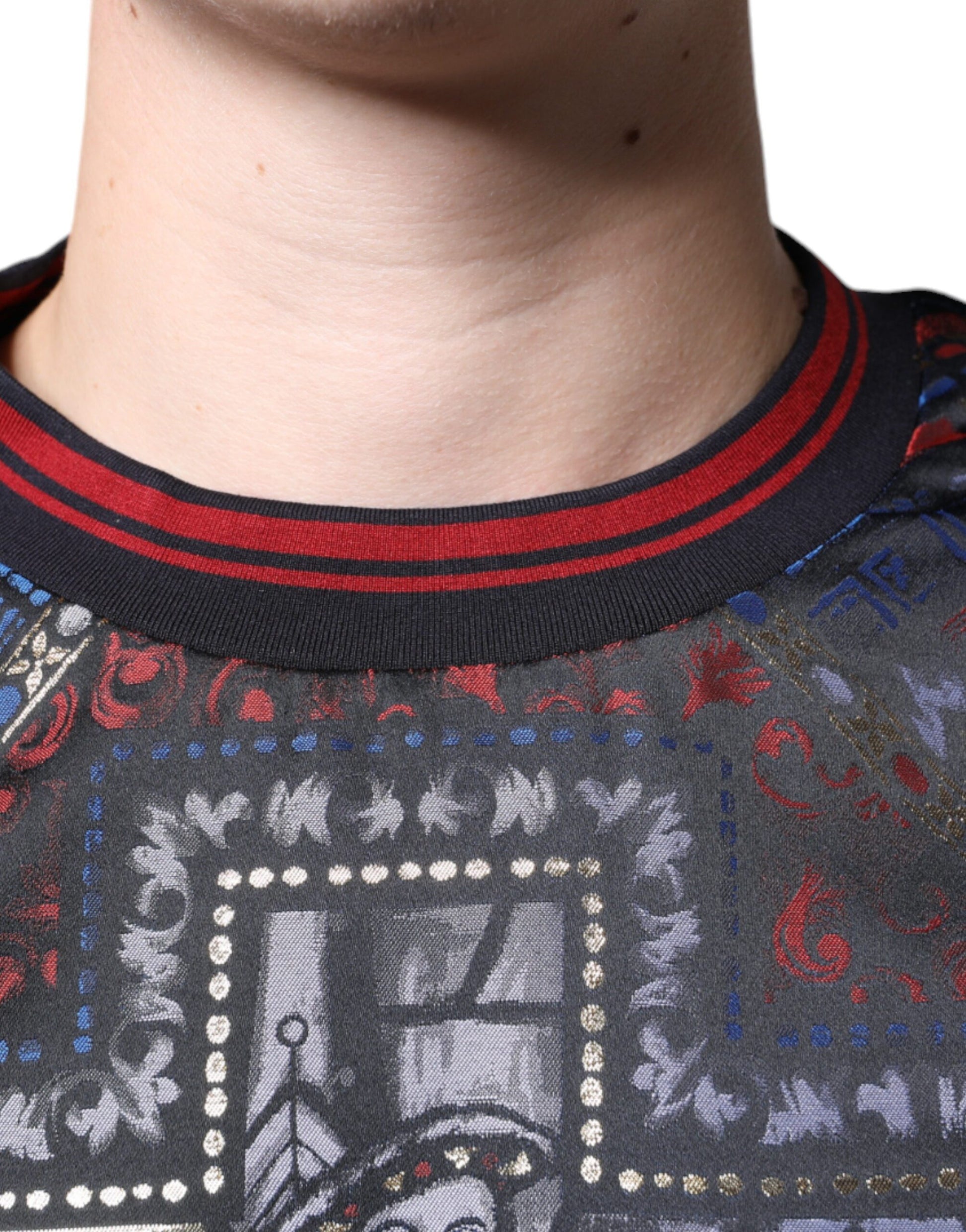 Dolce & Gabbana Multicolor Jacquard Crew Neck Sweatshirt Sweater - ACCEXO