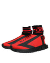 Dolce & Gabbana Red Black Fabric High Top Sorrento Sneakers Shoes