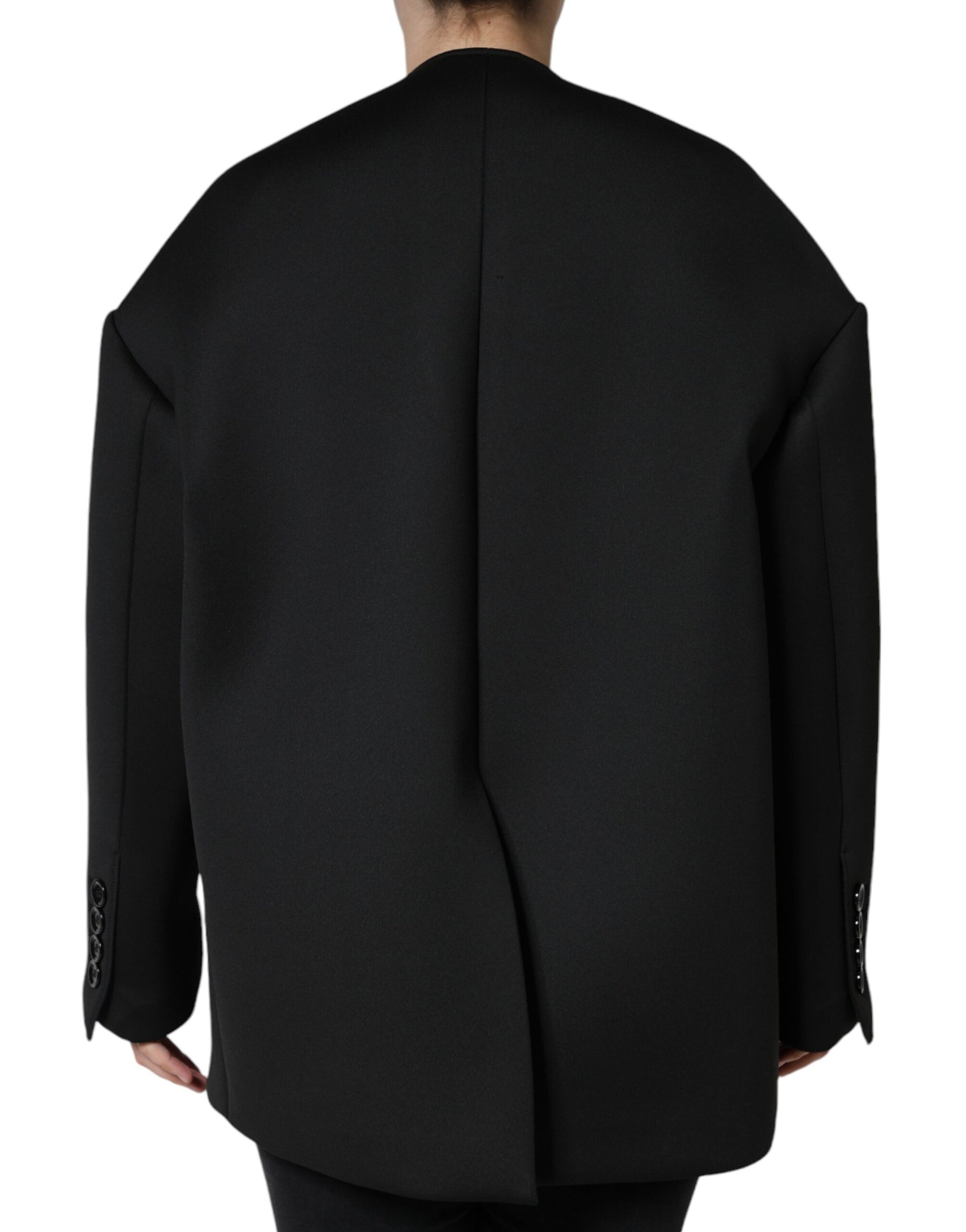 Dolce & Gabbana Black Polyester Double Breasted Coat Jacket - ACCEXO