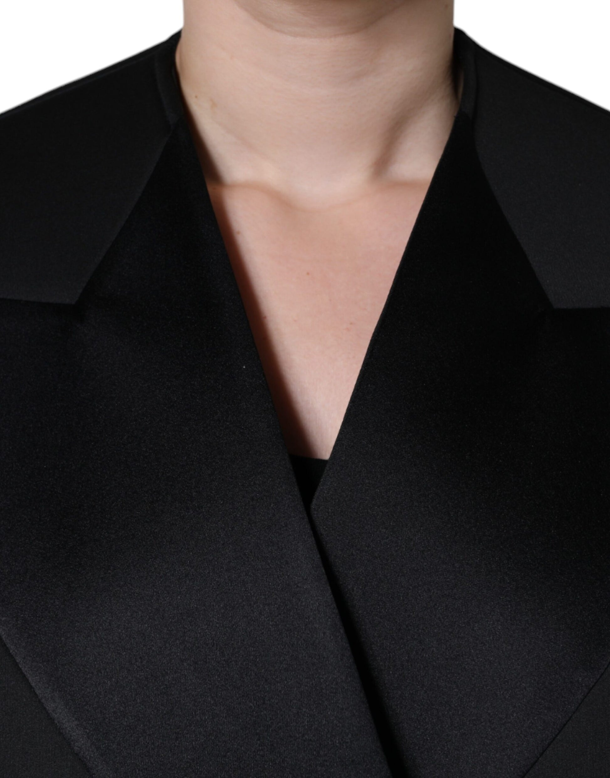 Dolce & Gabbana Black Polyester Double Breasted Coat Jacket - ACCEXO
