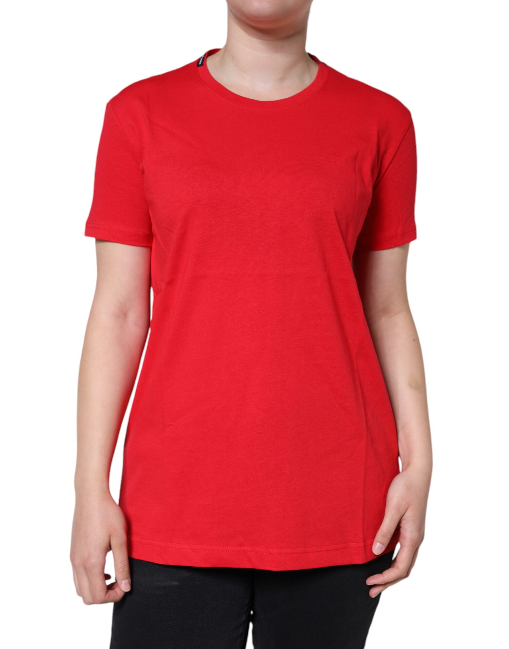 Dolce & Gabbana Red Cotton Crew Neck Short Sleeve Tee T-shirt - ACCEXO