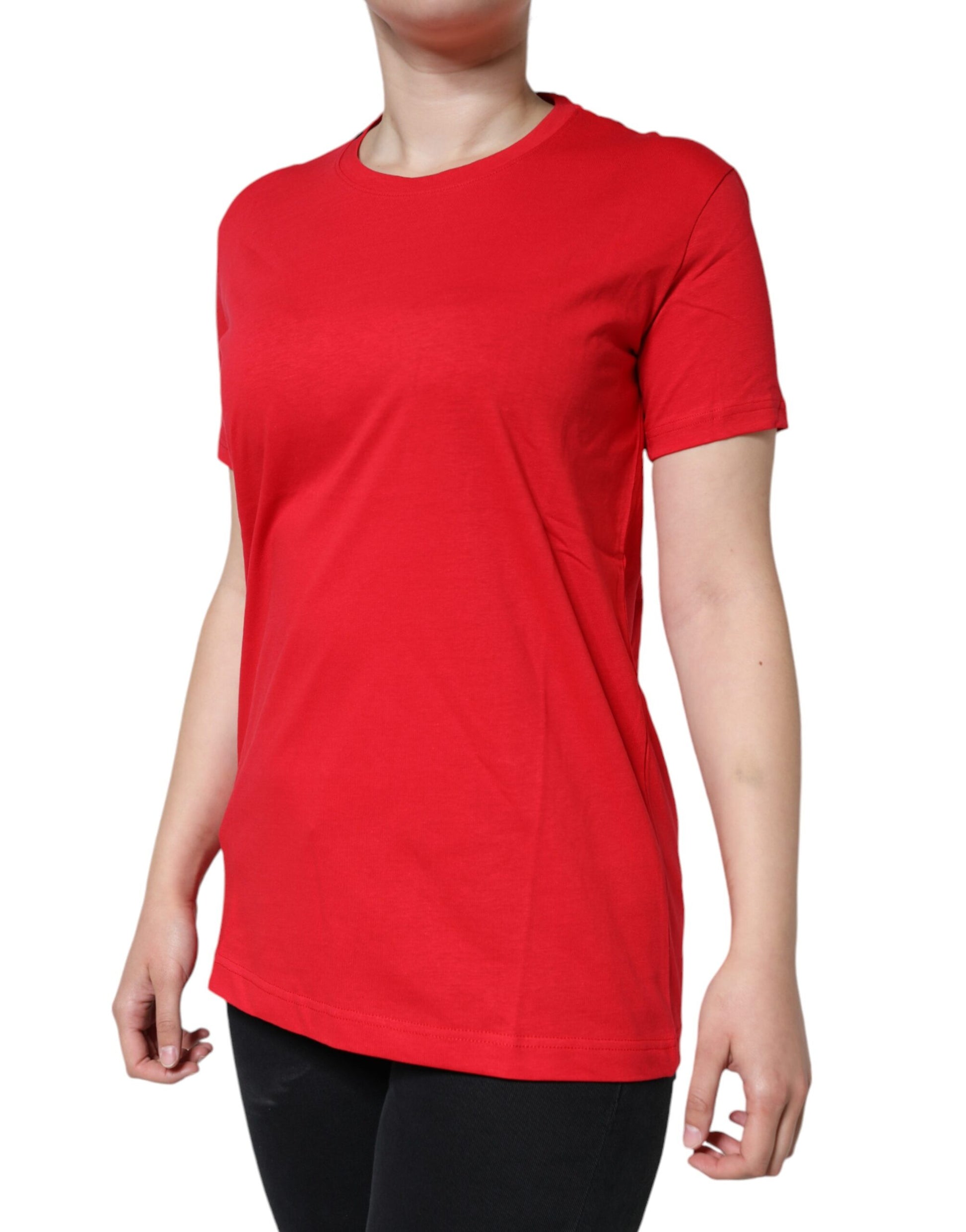 Dolce & Gabbana Red Cotton Crew Neck Short Sleeve Tee T-shirt - ACCEXO
