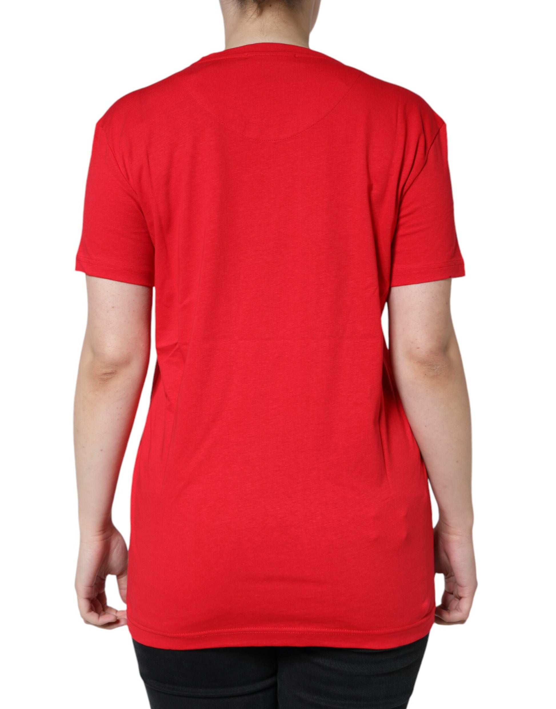 Dolce & Gabbana Red Cotton Crew Neck Short Sleeve Tee T-shirt - ACCEXO
