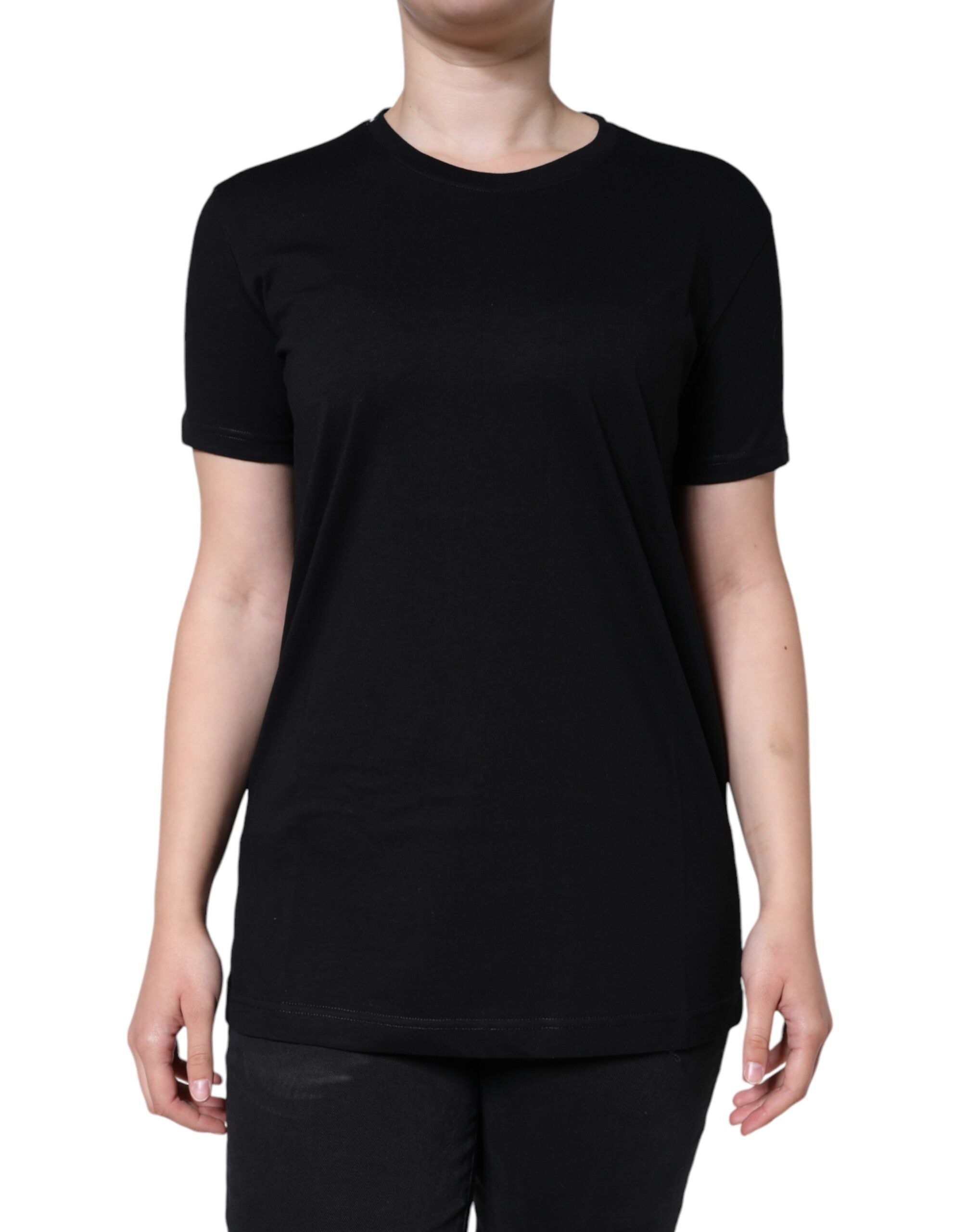 Dolce & Gabbana Black Cotton Crew Neck Short Sleeve T-shirt - ACCEXO
