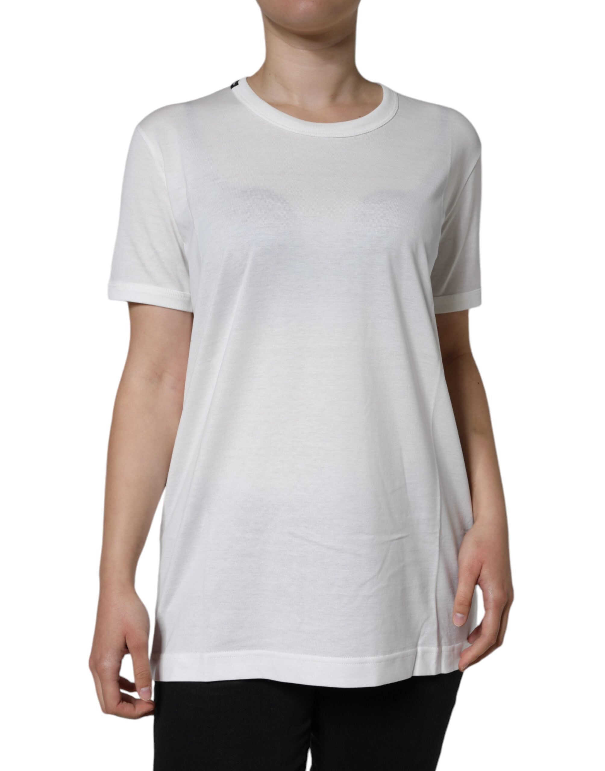 Dolce & Gabbana White Cotton Crew Neck Short Sleeve T-shirt - ACCEXO