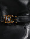 Dolce & Gabbana Black Leather Logo Mid Calf Boots Shoes