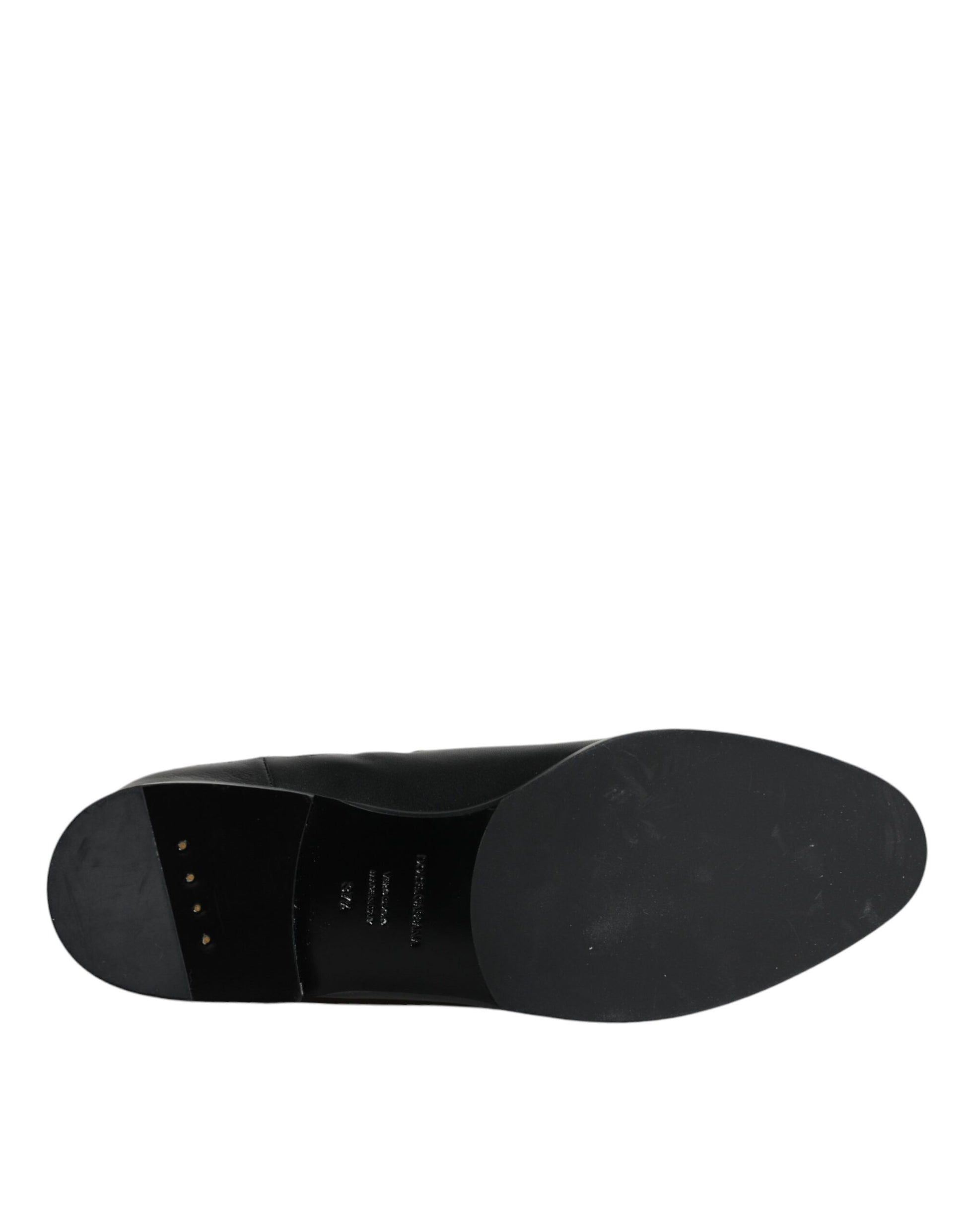 Dolce & Gabbana Black Leather Logo Mid Calf Boots Shoes - ACCEXO