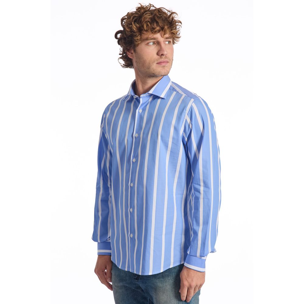 Baldinini Trend Light Blue Cotton Men Shirt - ACCEXO