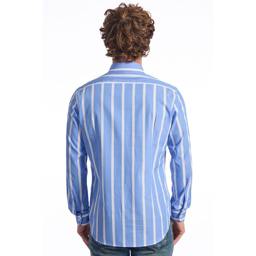 Baldinini Trend Light Blue Cotton Men Shirt - ACCEXO