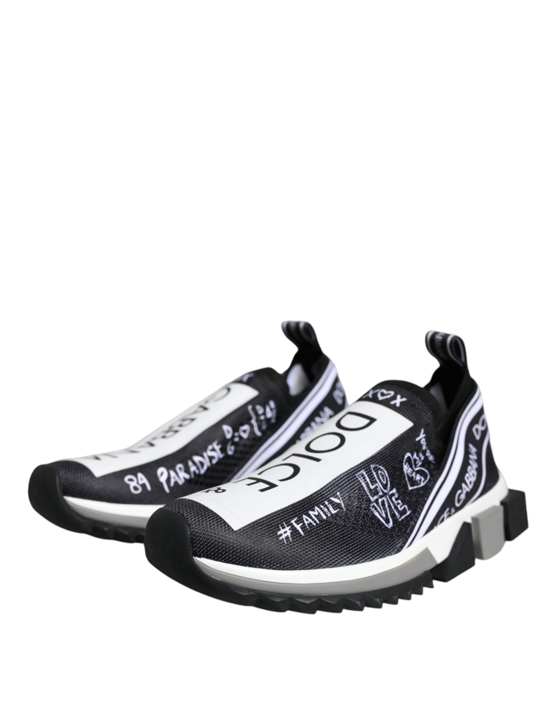 Dolce & Gabbana Black White Sorrento Low Top Sneakers Shoes - ACCEXO