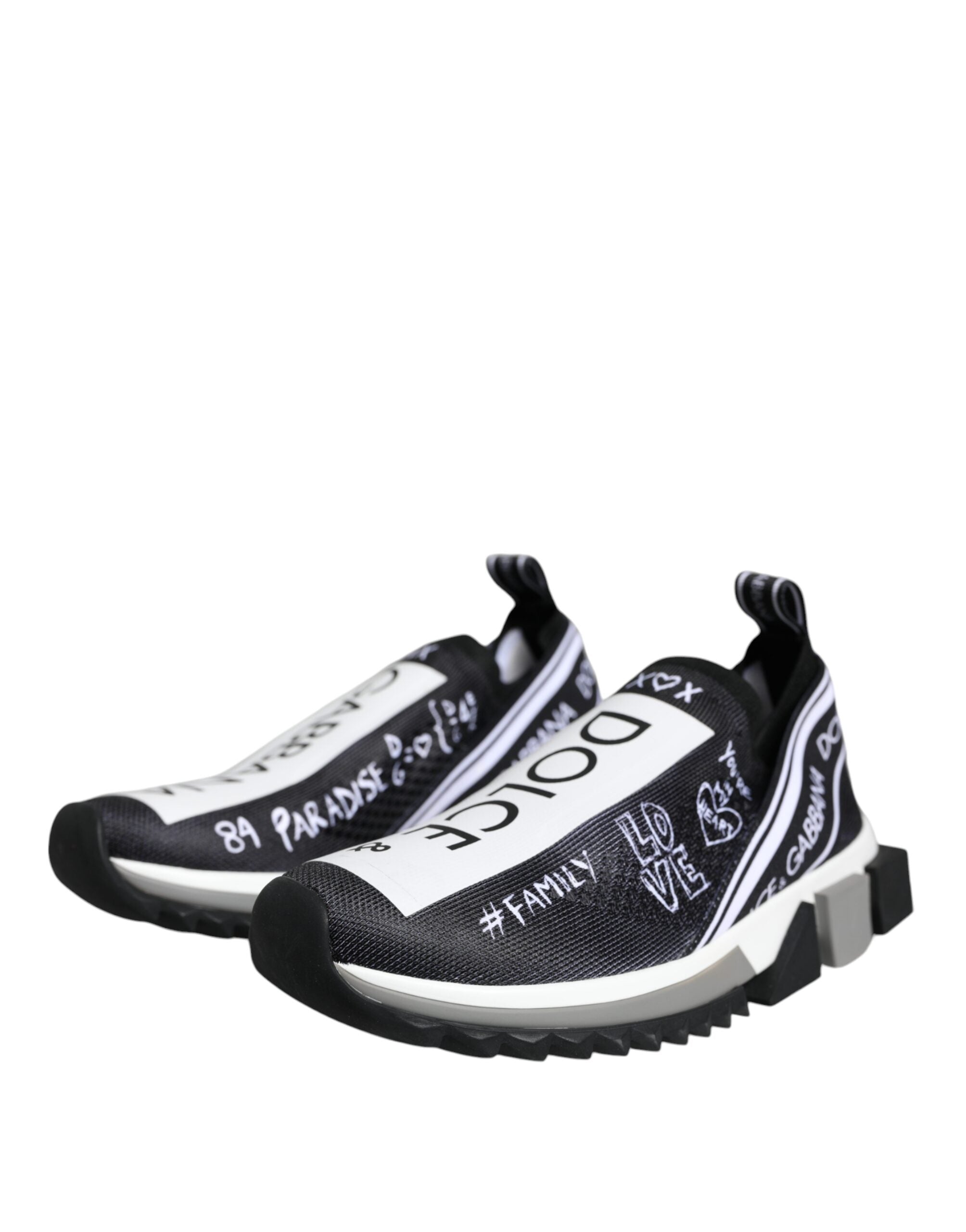 Dolce & Gabbana Black White Sorrento Low Top Sneakers Shoes - ACCEXO