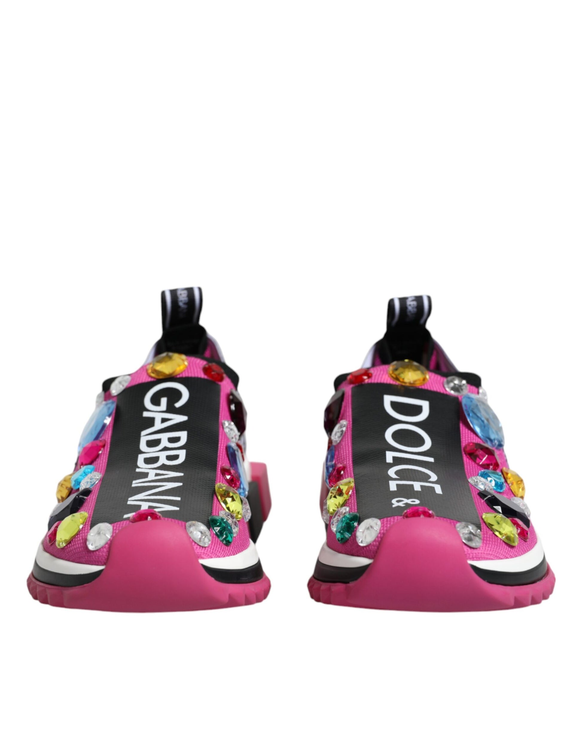 Dolce & Gabbana Pink Sorrento Crystals Low Top Sneakers Shoes - ACCEXO