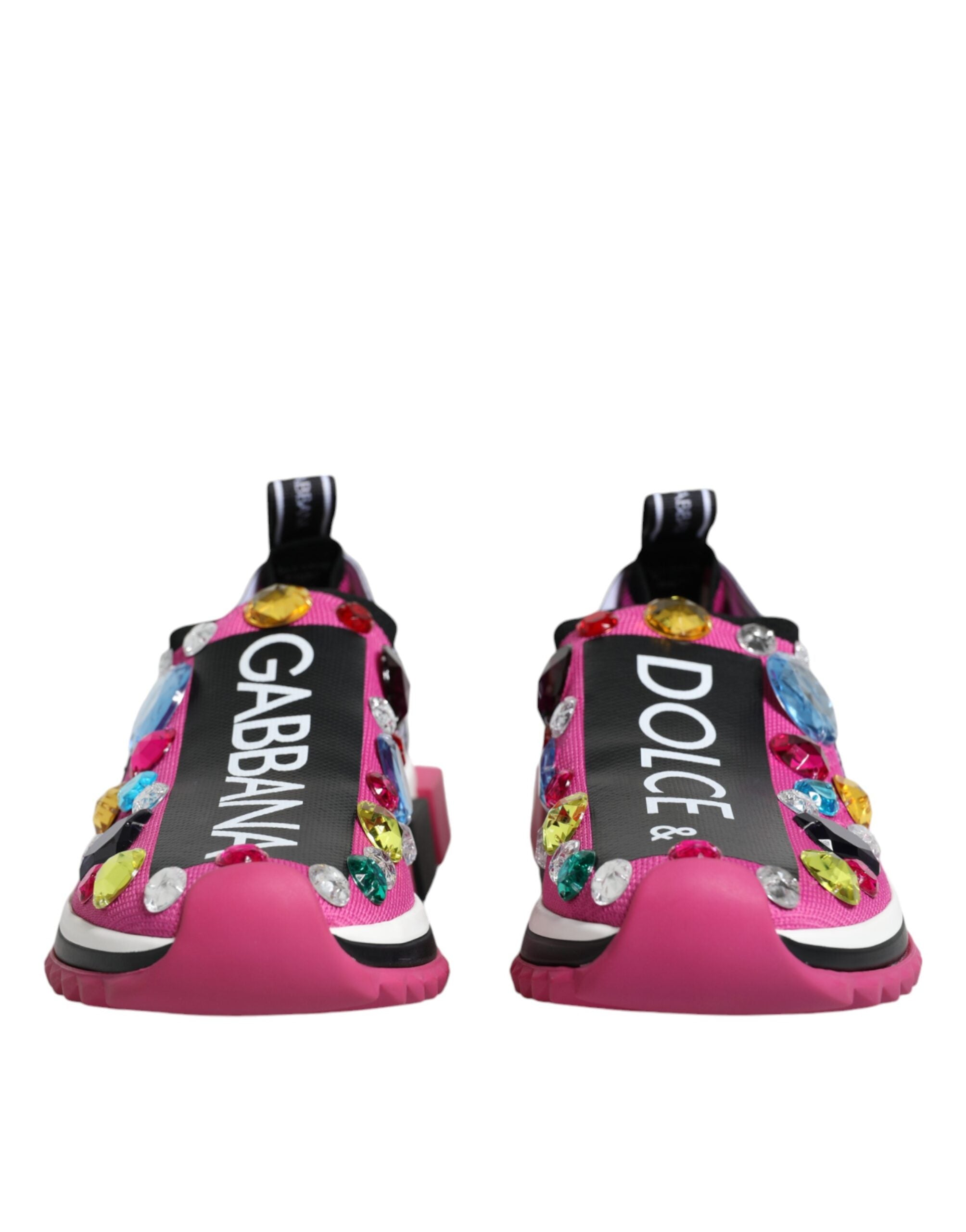 Dolce & Gabbana Pink Sorrento Crystals Low Top Sneakers Shoes - ACCEXO