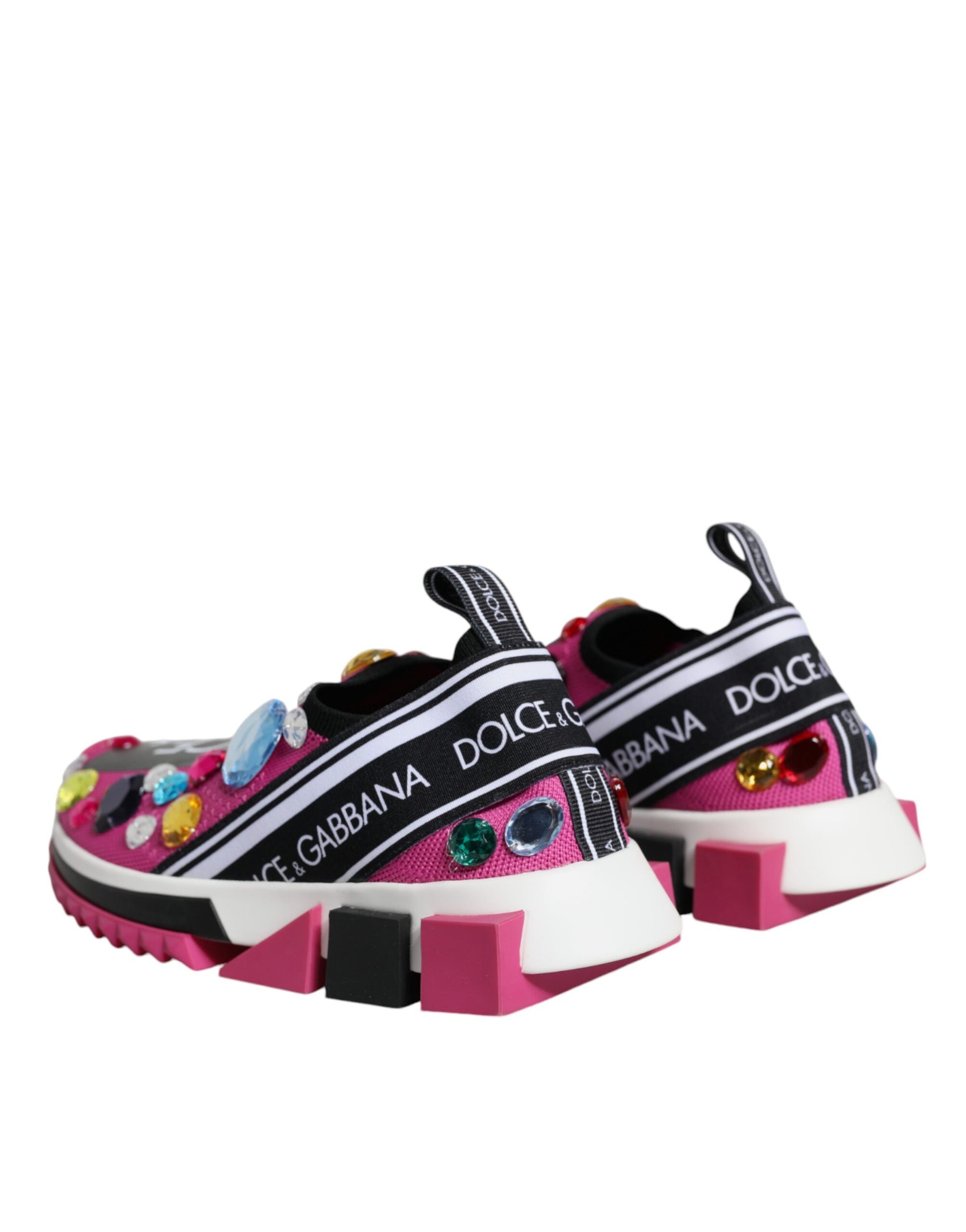 Dolce & Gabbana Pink Sorrento Crystals Low Top Sneakers Shoes - ACCEXO