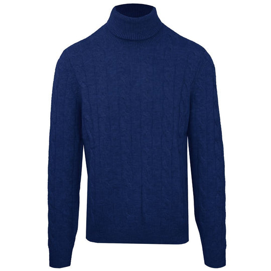 Malo Blue Wool Men Turtleneck Sweater