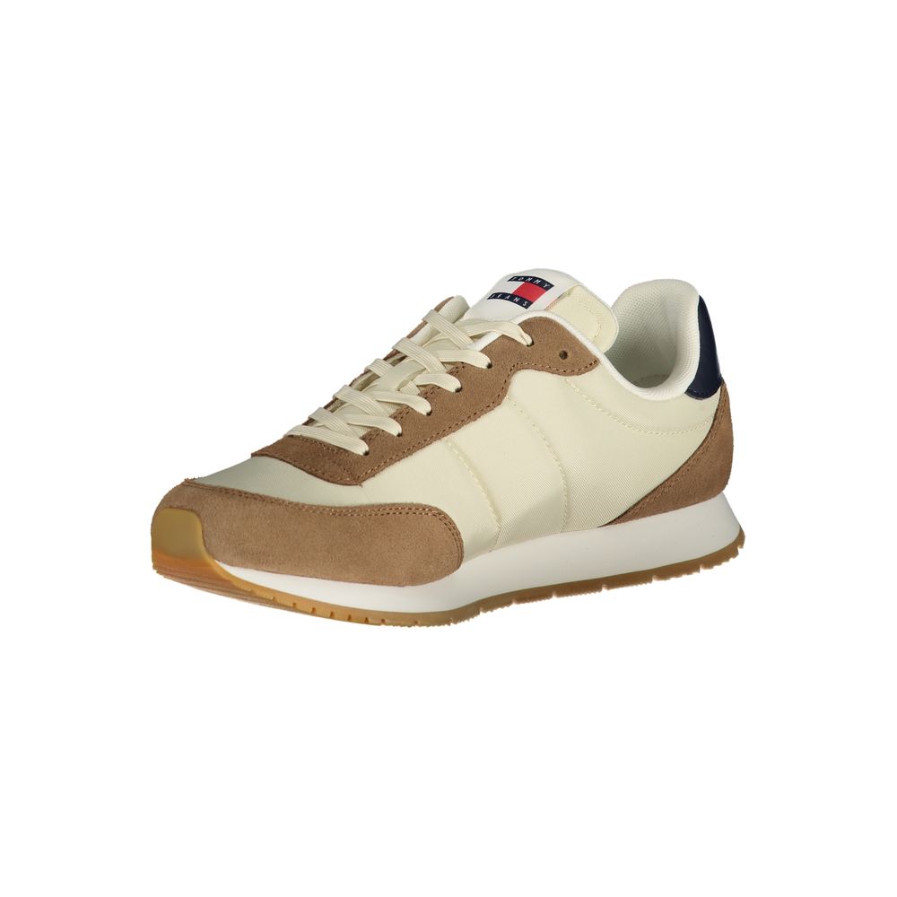 Tommy Hilfiger Beige Leather Men Sneaker