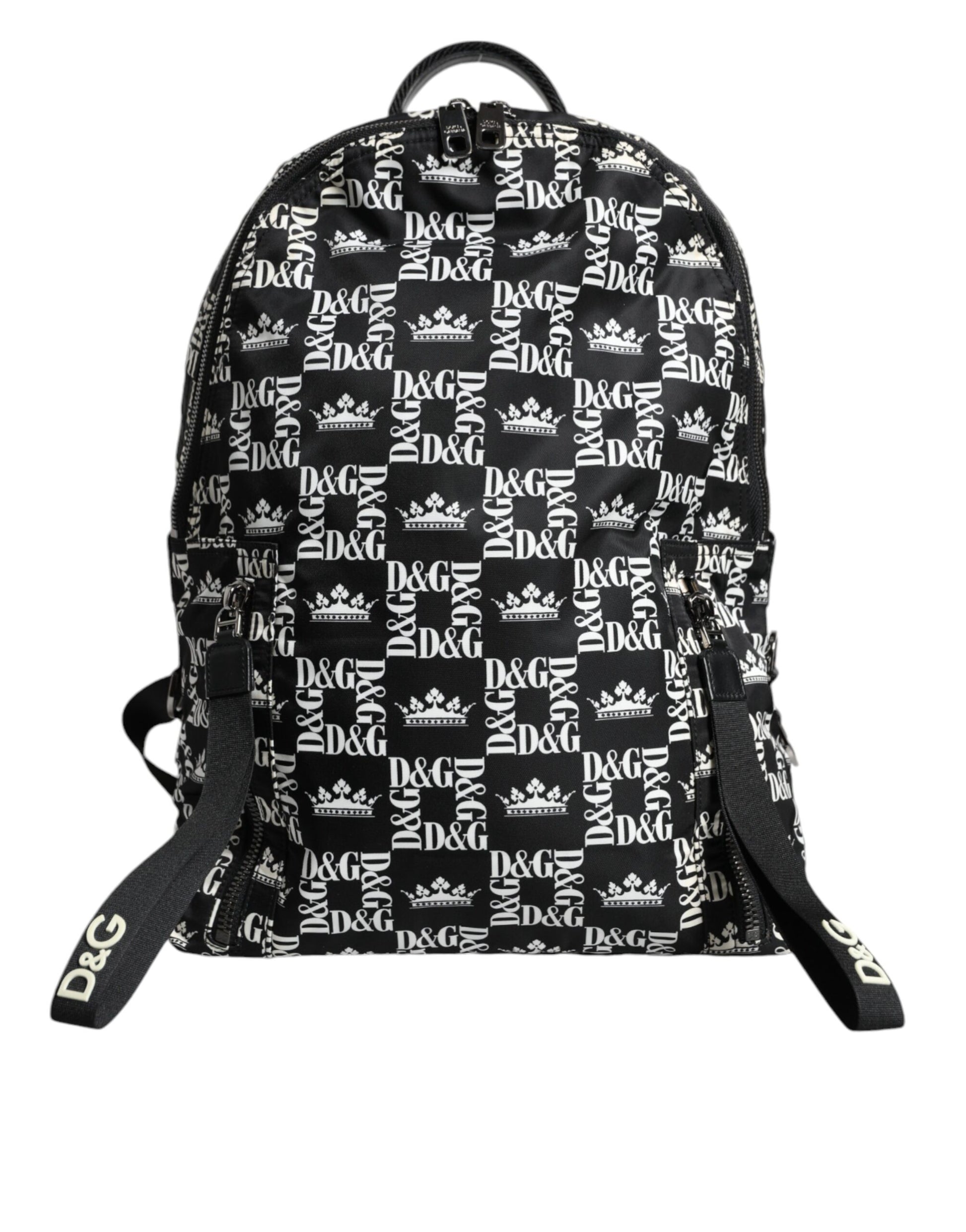 Dolce & Gabbana Black White DG Crown Logo Nylon Backpack Bag - ACCEXO
