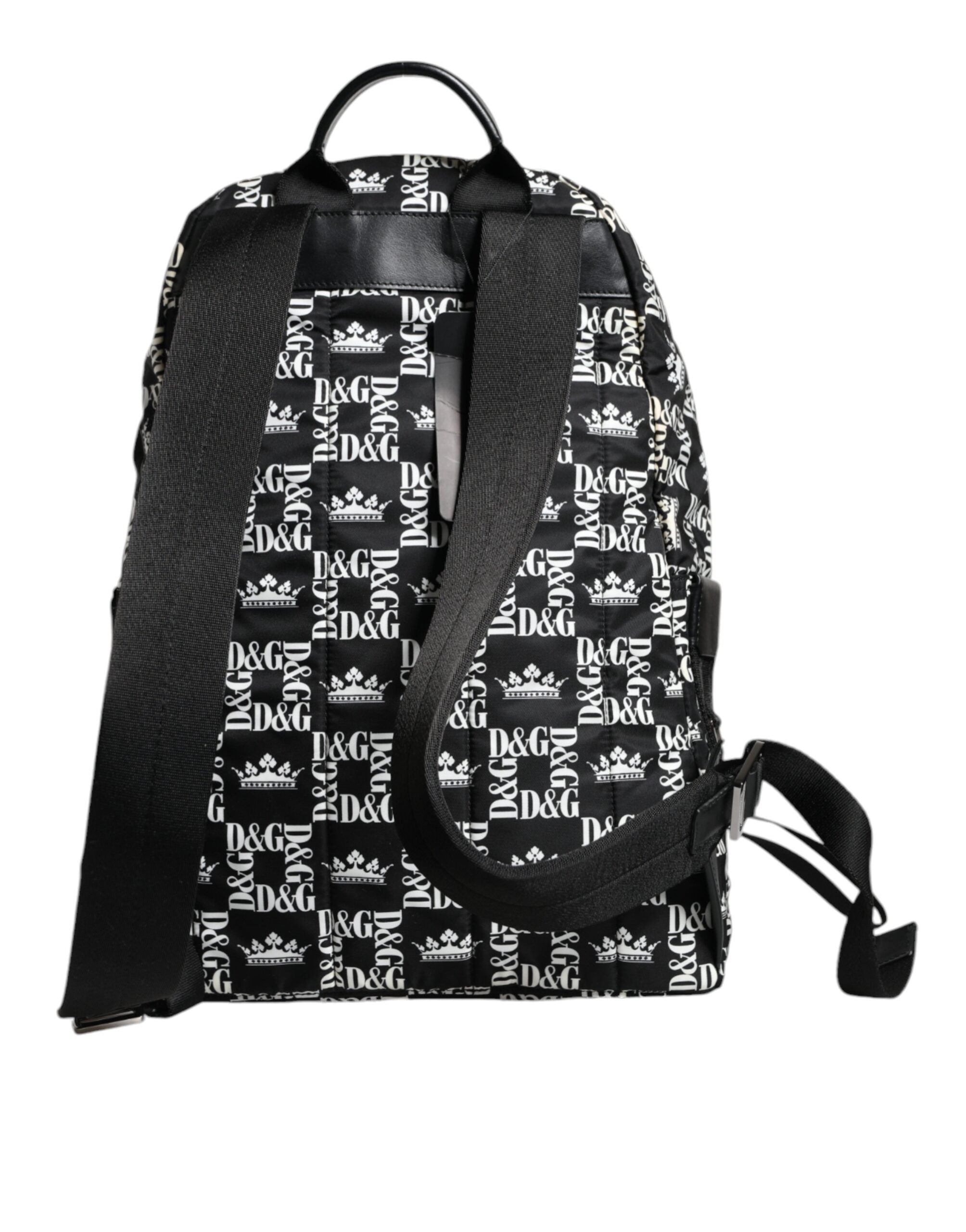 Dolce & Gabbana Black White DG Crown Logo Nylon Backpack Bag - ACCEXO