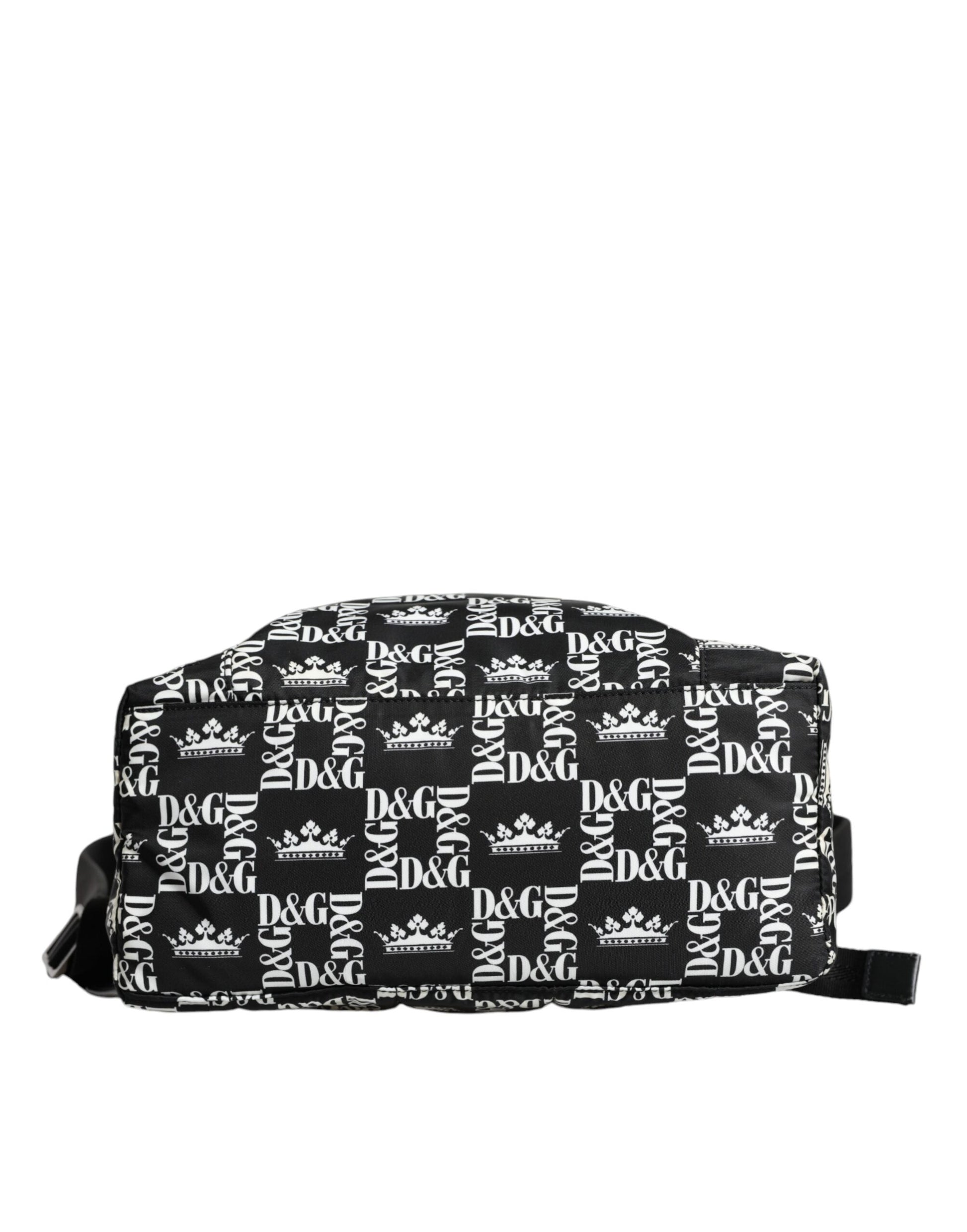 Dolce & Gabbana Black White DG Crown Logo Nylon Backpack Bag - ACCEXO