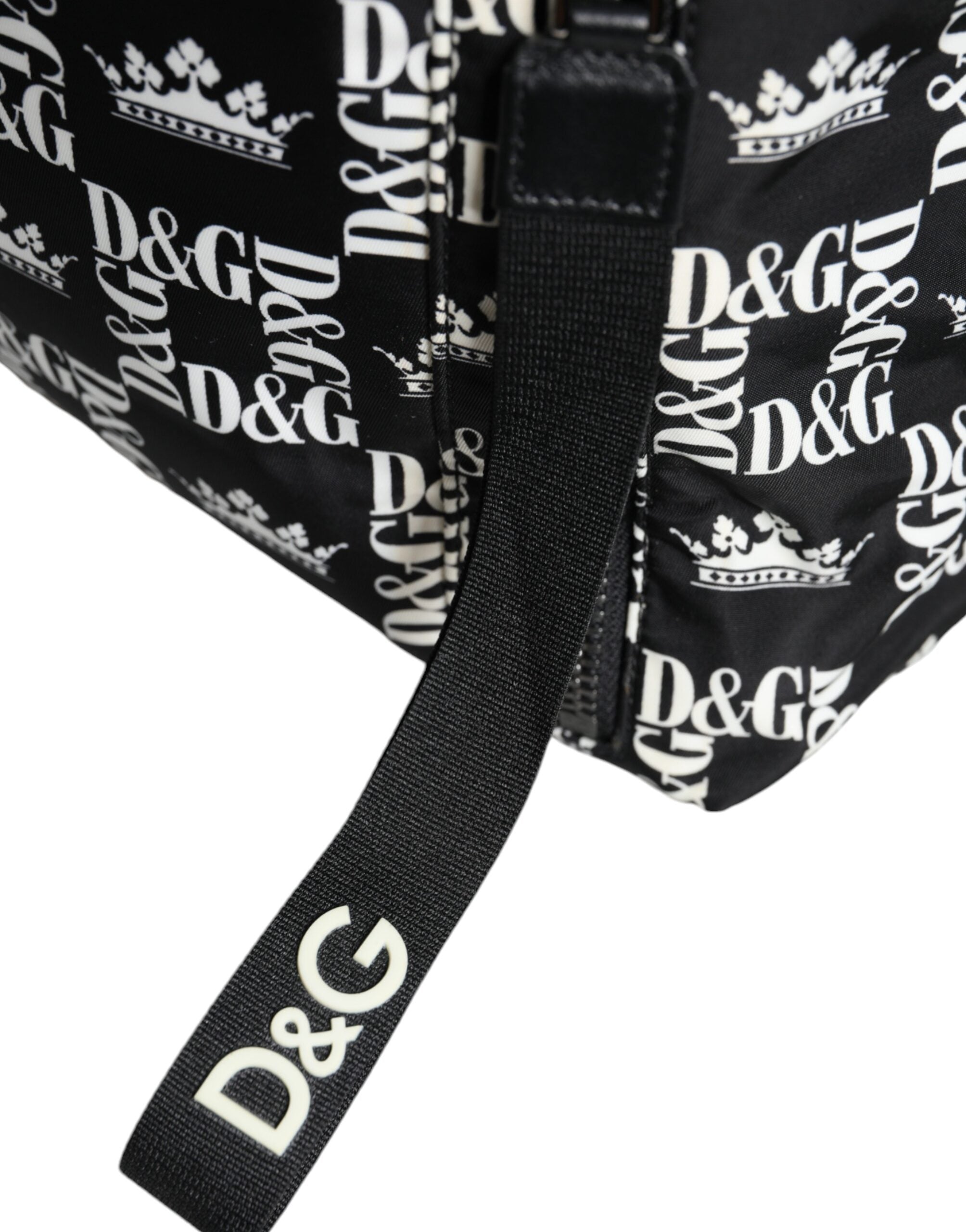 Dolce & Gabbana Black White DG Crown Logo Nylon Backpack Bag - ACCEXO