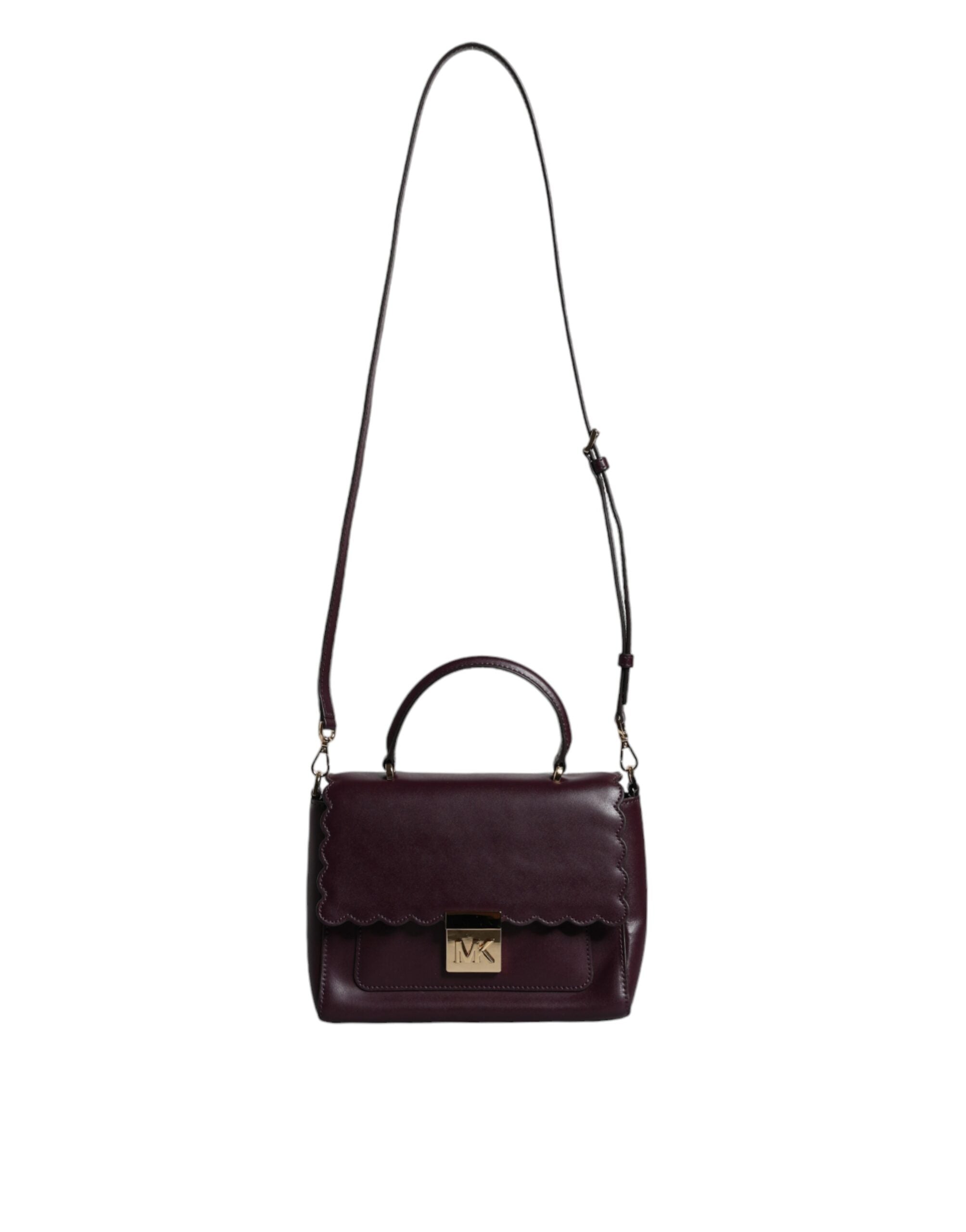 Michael Kors Purple Leather Logo Plaque Crossbody MINDY Satchel Bag - ACCEXO