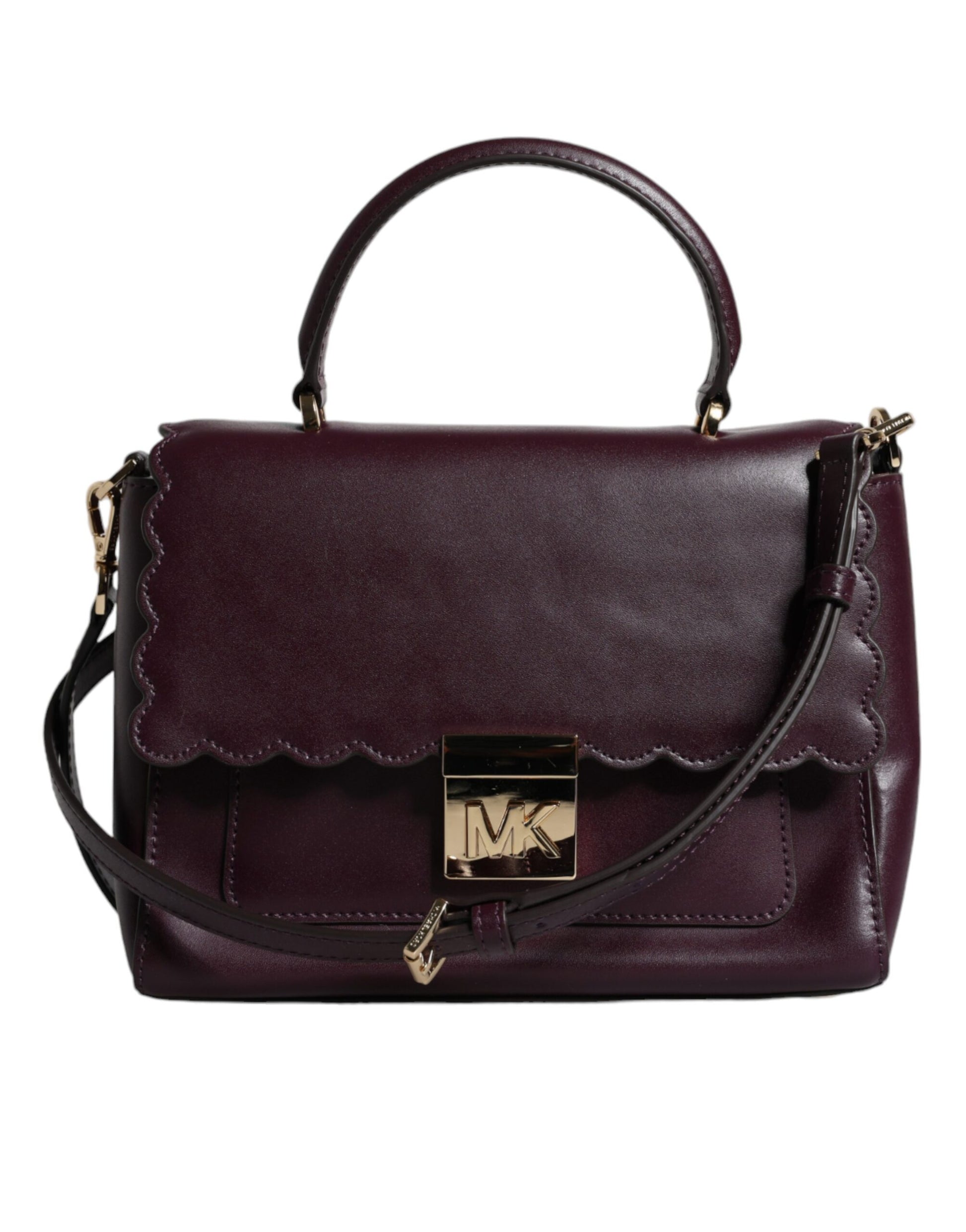 Michael Kors Purple Leather Logo Plaque Crossbody MINDY Satchel Bag - ACCEXO