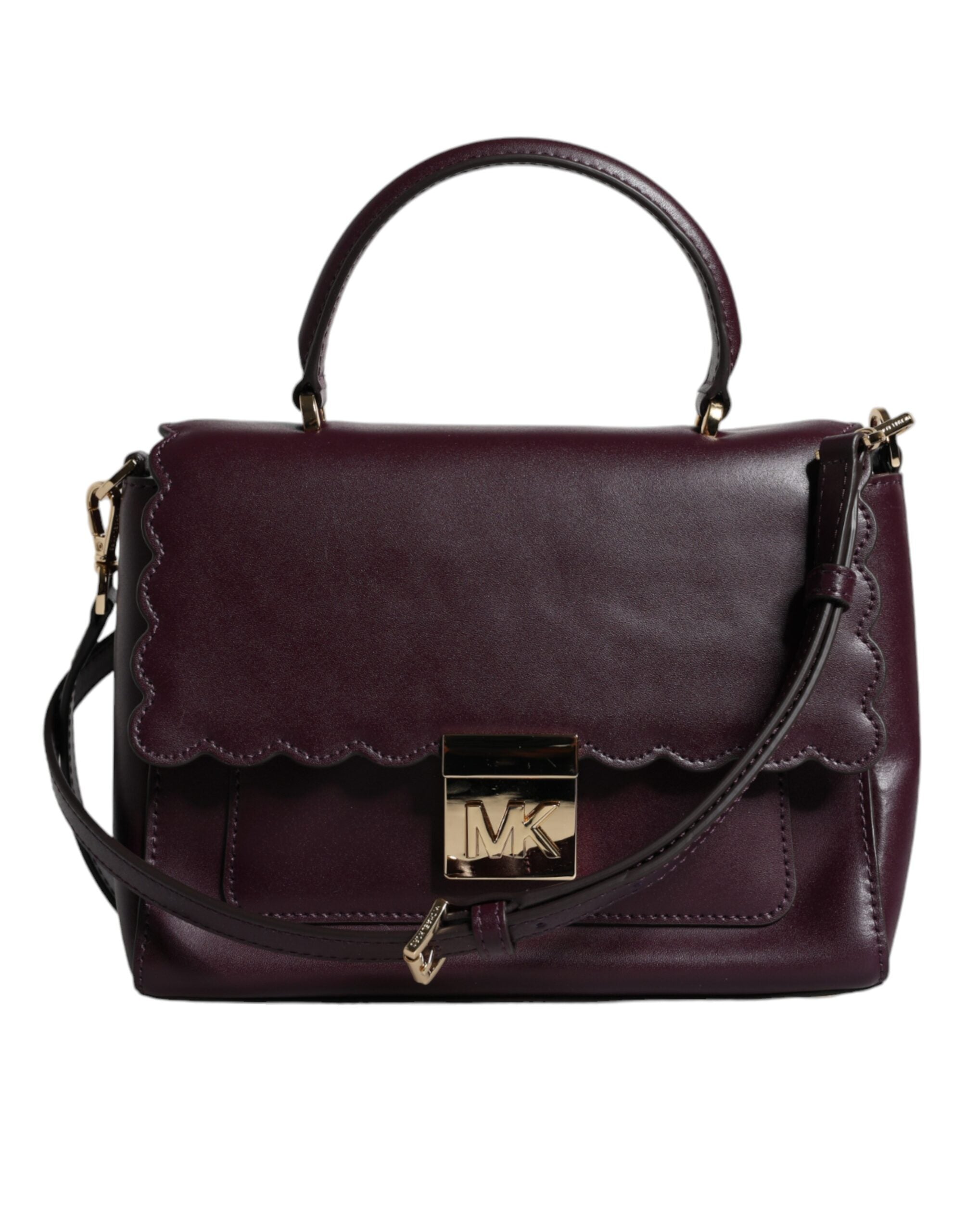 Michael Kors Purple Leather Logo Plaque Crossbody MINDY Satchel Bag - ACCEXO
