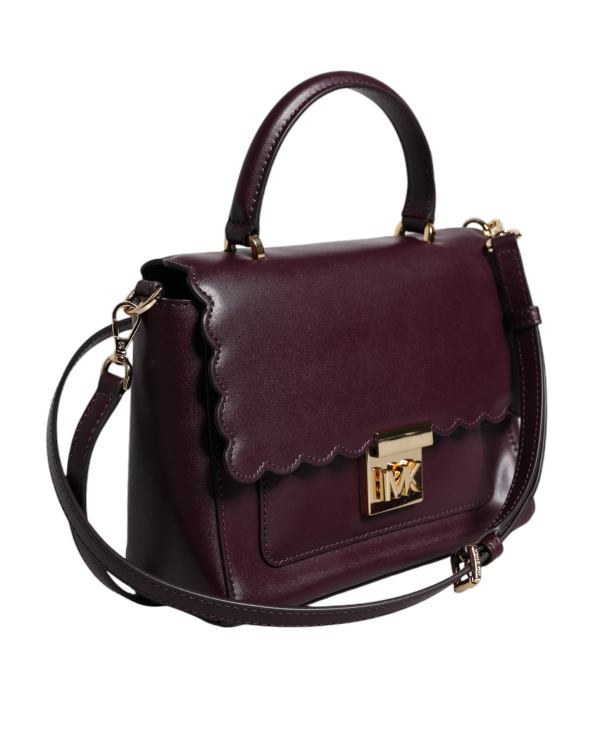 Michael Kors Purple Leather Logo Plaque Crossbody MINDY Satchel Bag - ACCEXO