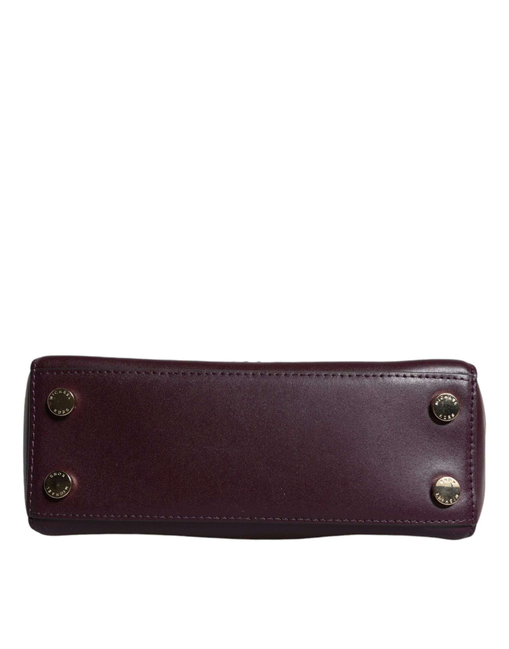 Michael Kors Purple Leather Logo Plaque Crossbody MINDY Satchel Bag - ACCEXO