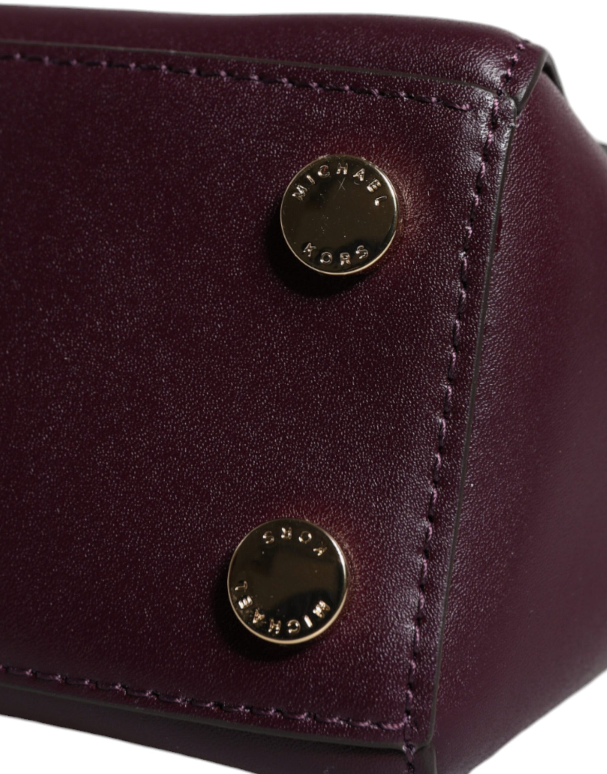 Michael Kors Purple Leather Logo Plaque Crossbody MINDY Satchel Bag - ACCEXO