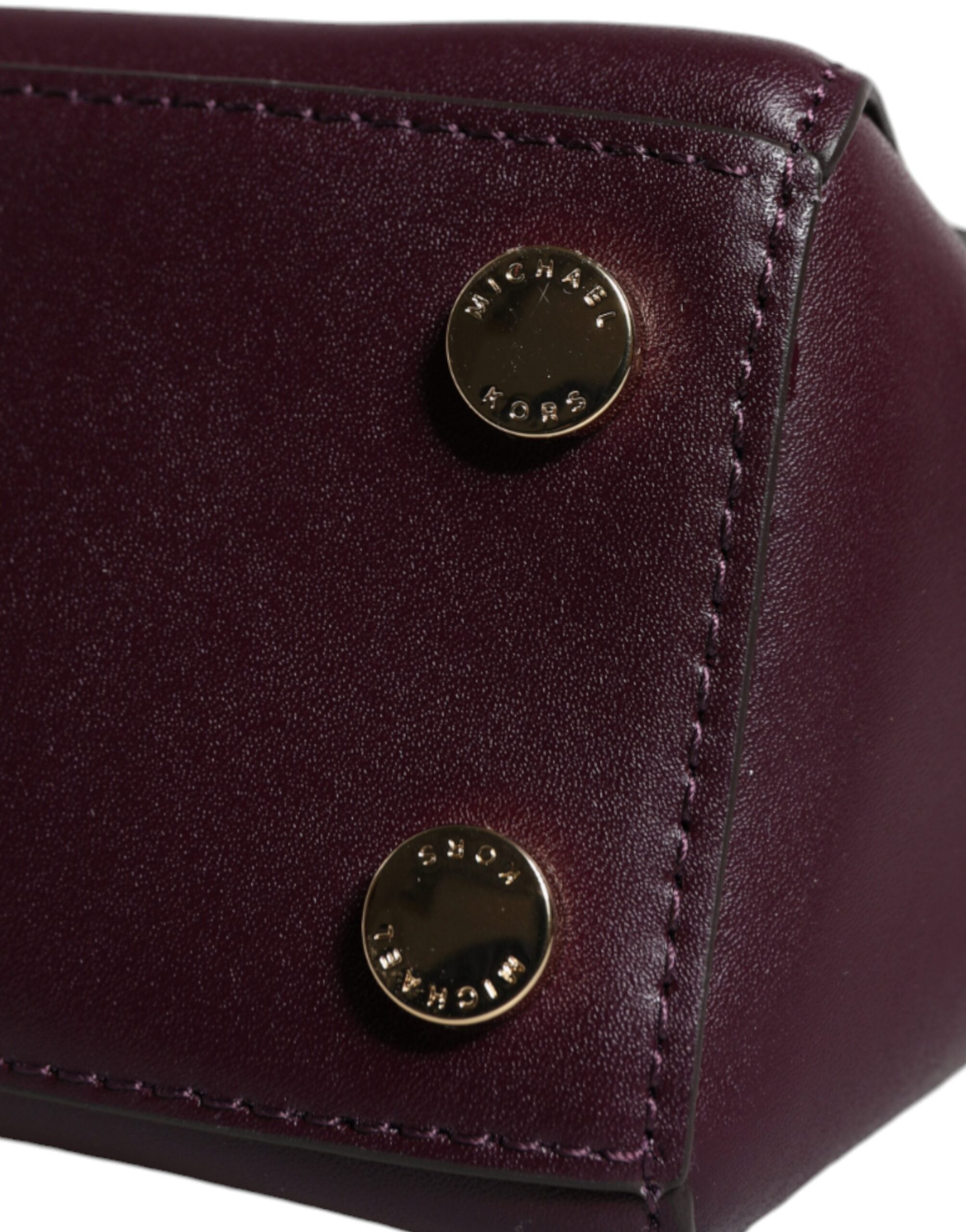 Michael Kors Purple Leather Logo Plaque Crossbody MINDY Satchel Bag - ACCEXO