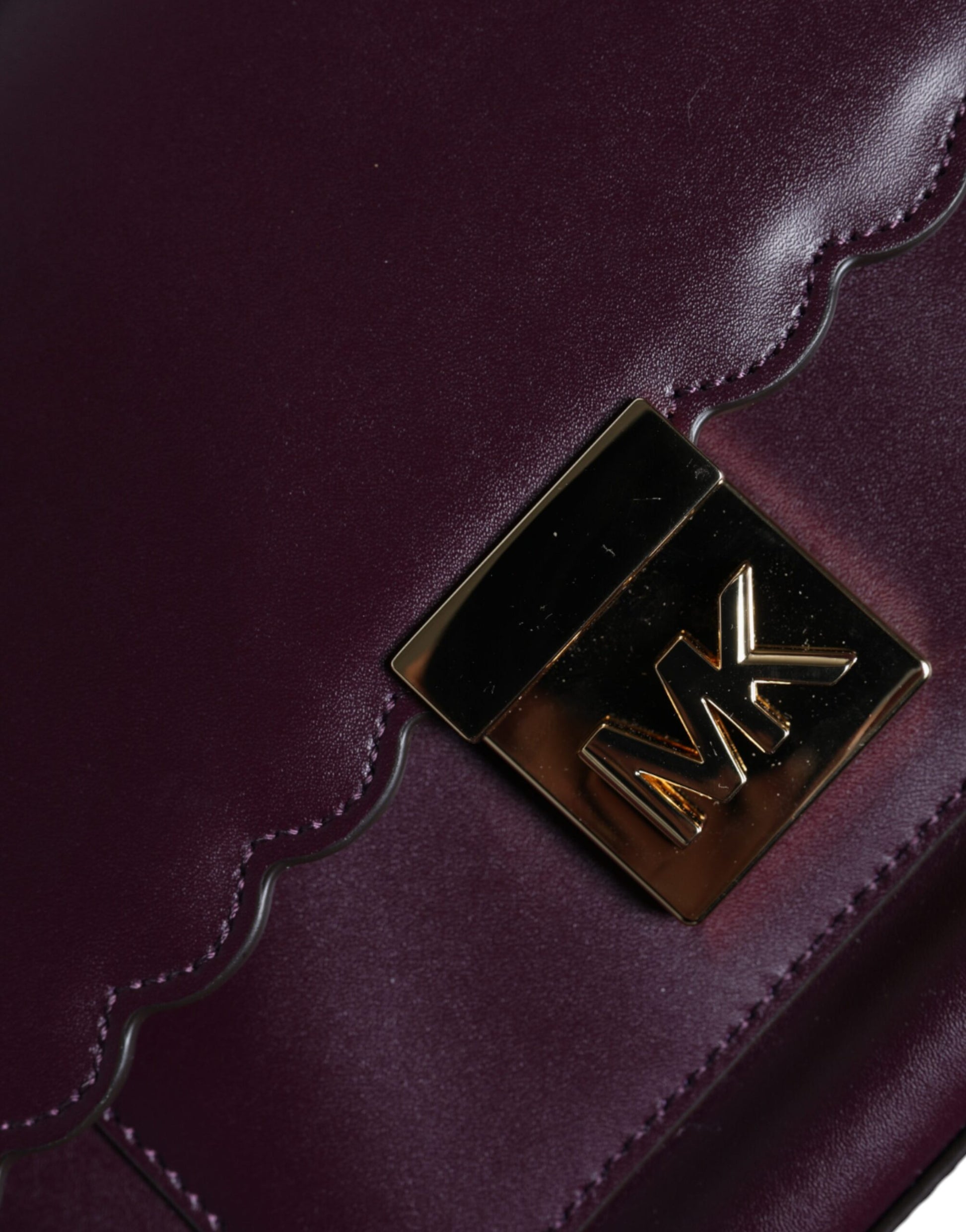 Michael Kors Purple Leather Logo Plaque Crossbody MINDY Satchel Bag - ACCEXO
