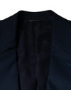 Dolce & Gabbana Blue Wool Logo Single Breasted Coat Blazer