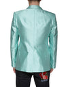 Dolce & Gabbana Mint Green Silk Single Breasted Coat Blazer