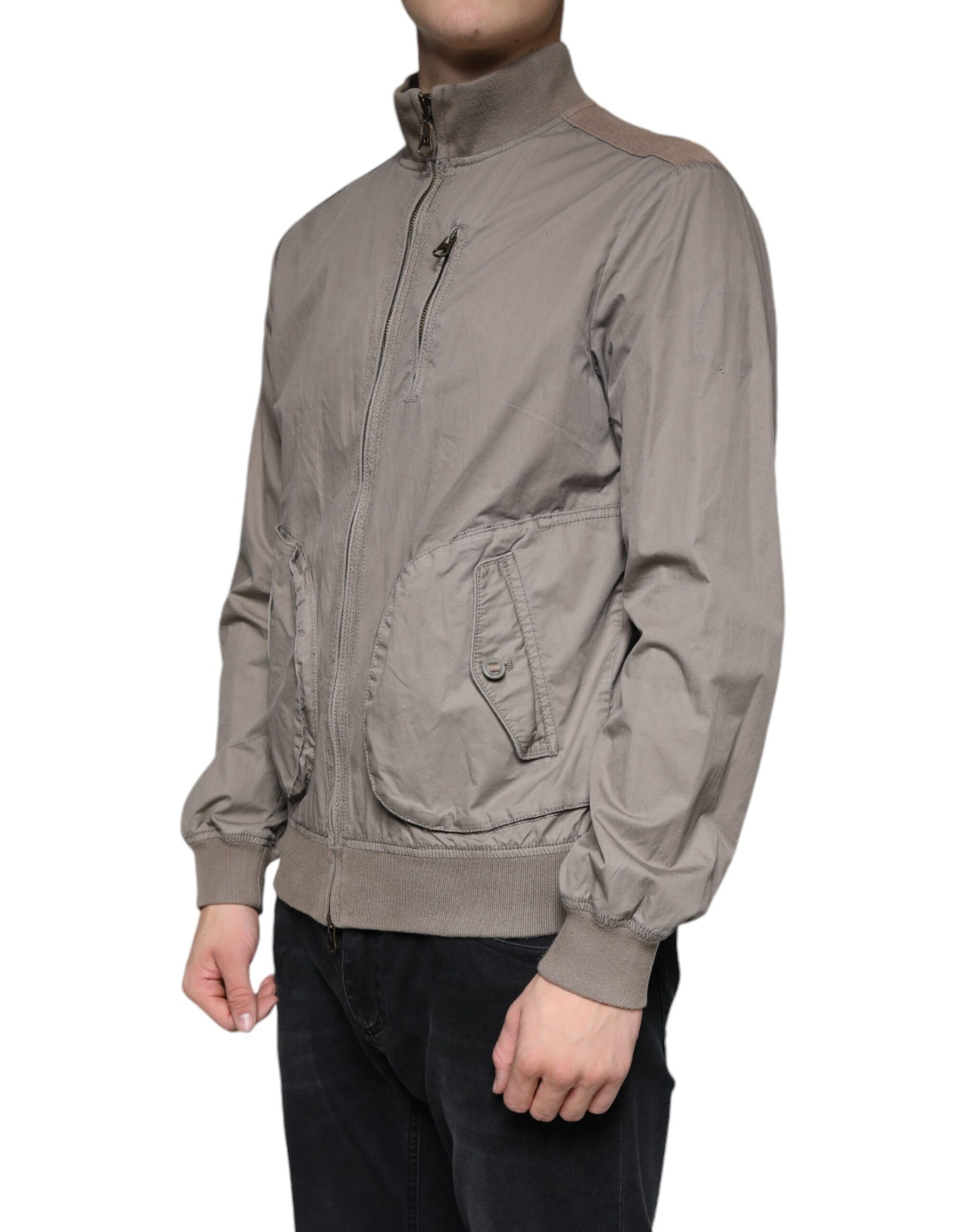 Armani Jeans Brown Cotton Full Zip Bomber Logo Jacket - ACCEXO
